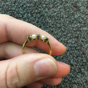 Tiffany & Co Sapphire & Pearl Ring sz 7